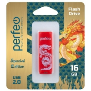 Flash-память Perfeo 16Gb; USB 2.0; Red Dragon (PF-C04RD016)