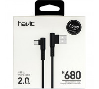 Кабель USB 2.0 to micro USB; 1.0m., угловой; Havit (H680)