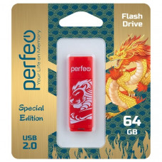 Flash-память Perfeo 64Gb; USB 2.0; Red Lion (PF-C04RL064)