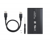 Карман для HDD внешний HDD case; чёрный; алюминиевый; USB 2.0; 2.5