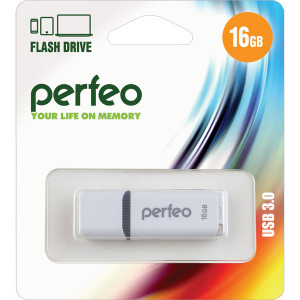 Flash-память Perfeo 16Gb; USB 3.0; White (PF-C12W016)