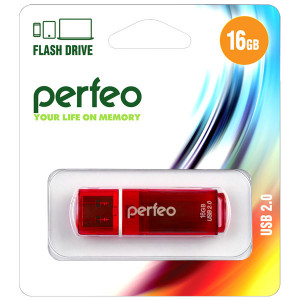 Flash-память Perfeo 16Gb; USB 2.0; Red (PF-C13R016)