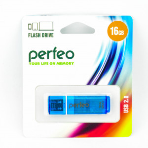 Flash-память Perfeo 16Gb; USB 2.0; Blue (PF-C13N016)