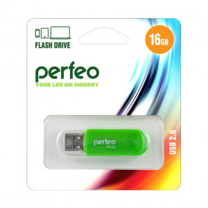 Flash-память Perfeo 16Gb; USB 2.0 Green (PF-C03G016)