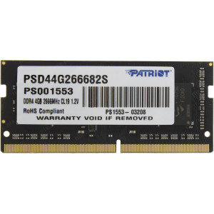 Оперативная память DDR4 SODIMM 4Gb PC4-21300 (2666); Patriot Signature 
