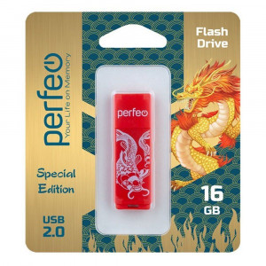 Flash-память Perfeo 16Gb; USB 2.0; Red Koi Fish (PF-C04RKF016)