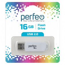 Flash-память Perfeo 16Gb; USB 2.0 White (PF-C03W016)