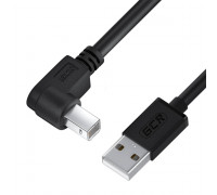 Кабель USB 2.0; AM-BM (для принтера, 2 фильтра, черный); 3.0м угловой