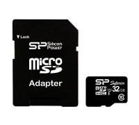 Карта памяти micro SDHC 32Gb Silicon Power; Class 10; with SD-adapter (SP032GBSTHDU1V10-SP)