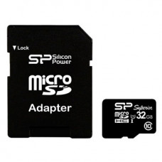 Карта памяти micro SDHC 32Gb Silicon Power; Class 10; with SD-adapter (SP032GBSTHDU1V10-SP)