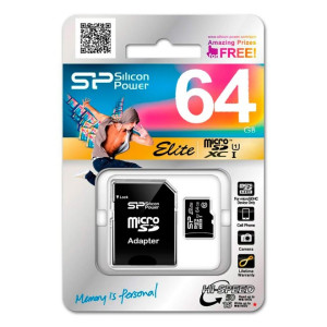 Карта памяти micro SDHC 64Gb Silicon Power; Class 10