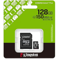 Карта памяти micro SDXC 128GB Kingston Canvas Select Plus Class 10 UHS-I U1 V10 A1;  (SDCS3/128GB)