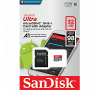 Карта памяти micro SDXC 32Gb SanDisk Ultra (SDSQUAR-032G-GN6MA); Class 10; SD-adapter