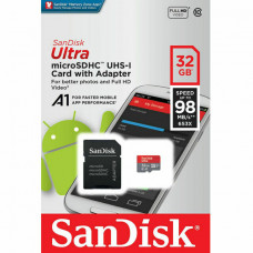 Карта памяти micro SDXC 32Gb SanDisk Ultra (SDSQUAR-032G-GN6MA); Class 10; SD-adapter