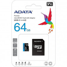 Карта памяти micro SDXC 64Gb A-Data  (AUSDX64GUICL10A1-RA1); Class 10; SD-adapter