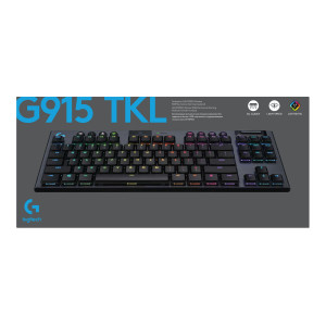 Клавиатура беспроводная Logitech G915 TKL Lightspeed, USB, Bluetooth/Радиоканал, черный