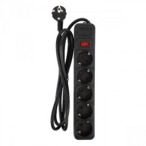 Сетевой фильтр 5 евро-розеток 3.0 м; Perfeo; Real Power; (PF_E1501) 16A; Black