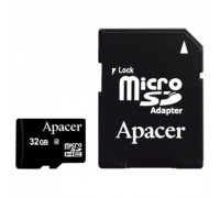 Карта памяти micro SDHC 32Gb Apacer; Class 4; With SD-adapter (AP32GMCSH4-R)
