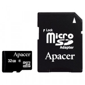 Карта памяти micro SDHC 32Gb Apacer; Class 4; With SD-adapter (AP32GMCSH4-R)