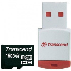 Карта памяти micro SDHC 16Gb Transcend; Class 10; with SD adapter (TS16GUSDHC10***)