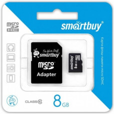 Карта памяти micro SDHC 8Gb Smartbuy; Class 10; with SD adapter (SB8GBSDCL10-01***)