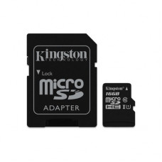 Карта памяти micro SDHC 16 Gb Kingston; Class 10 UHS-I; With SD-adapter (SDC10G2/16GB)