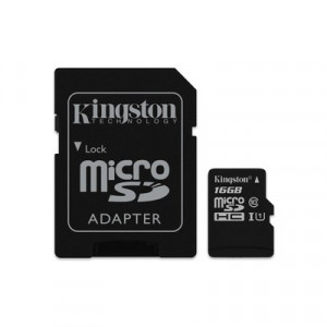 Карта памяти micro SDHC 16 Gb Kingston; Class 10 UHS-I; With SD-adapter (SDC10G2/16GB)