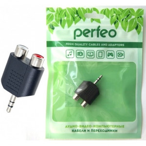 Переходник Perfeo (A7012), Jack 3.5 mm вилка - 2xRCA розетка;; 