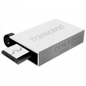 Flash-память Transcend JetFlash 380 (TS64GJF380S); 64Gb; USB 2.0/microUSB; Silver Plating