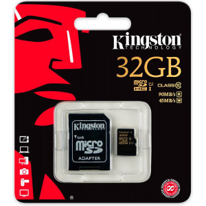 Карта памяти micro SDHC 32Gb Kingston; Class 10 UHS-I; With SD-adapter (SDCA10/32GB)