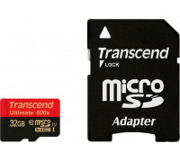Карта памяти micro SDHC 32Gb Transcend; Class 10 UHS-I Ultimate 600X; With SD-adapter (TS32GUSDHC10U1)
