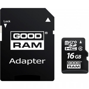 Карта памяти micro SDHC 16Gb GoodRAM; Class 4; With SD-adapter (M40A-0160R11)
