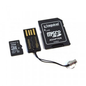 Карта памяти micro SDHC 16Gb Kingston; Class 10; With SD-adapter + Card Reader (MBLY10G2/16GB)