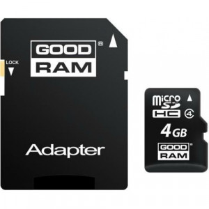 Карта памяти micro SDHC 4Gb GoodRAM; Class 4; With SD-adapter (M40A-0040R11)