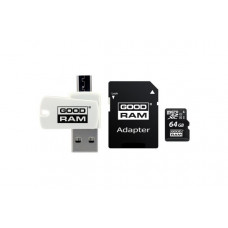 Карта памяти micro SDXC 64Gb GoodRAM; Class 10 UHS-I; With SD-adapter + OTG Reader (M1A4-0640R11)