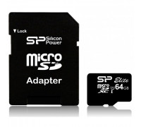 Карта памяти micro SDXC 64Gb Silicon Power; Class 10 UHS-I Elite; With SD-adapter (SP064GBSTXBU1V10-SP)