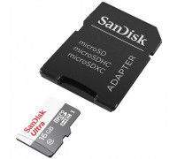 Карта памяти micro SDHC 16Gb SanDisk; Ultra C10; Class 10; UHS-I R48MB/s; With SD-adapter (SDSQUNB-016G-GN3MA)