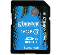 Карта памяти SDHC 16Gb Kingston; Class 10; UHS-I Ultimate 60MB/s (SDA10/16GB)
