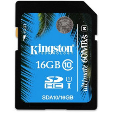 Карта памяти SDHC 16Gb Kingston; Class 10; UHS-I Ultimate 60MB/s (SDA10/16GB)