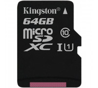 Карта памяти micro SDXC 64Gb Kingston; Class 10 UHS-I; No adapter (SDC10G2/64GBSP)