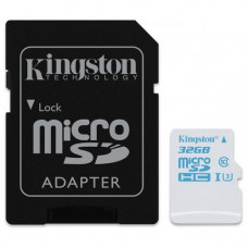 Карта памяти micro SDHC 32Gb Kingston; Action Camera; Class 10 UHS-I U3 R90/W45MB/s; With SD-adapter (SDCAC/32GB)