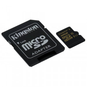 Карта памяти micro SDHC 32Gb Kingston; Class 10 UHS-I U3 R90/W45MB/s; With SD-adapter (SDCG/32GB)