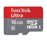 Карта памяти micro SDHC 16Gb SanDisk Ultra; Class 10; UHS-I R80MB/s; No adapter (SDSQUNS-016G-GN3MN)