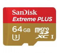 Карта памяти micro SDXC 64Gb SanDisk; Extreme PLUS; Class 10; UHS-1 U3; With SD-adapter (SDSQXWG-064G-GN6MA)