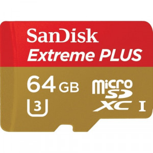 Карта памяти micro SDXC 64Gb SanDisk; Extreme PLUS; Class 10; UHS-1 U3; With SD-adapter (SDSQXWG-064G-GN6MA)