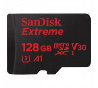 Карта памяти micro SDXC 128Gb SanDisk; Extreme Action; Class 10; V30 A1 UHS-I U3; Wiith SD-adapter (SDSQXAF-128G-GN6AA)