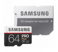 Карта памяти micro SDXC 64Gb Samsung; Class 10; Pro Plus UHS-I U3; With SD-adapter (MB-MD64GA/RU)