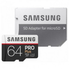 Карта памяти micro SDXC 64Gb Samsung; Class 10; Pro Plus UHS-I U3; With SD-adapter (MB-MD64GA/RU)