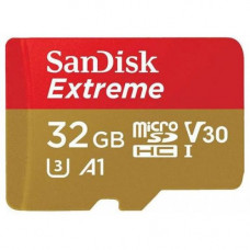 Карта памяти micro SDHC 32Gb SanDisk; Extreme Action; Class 10; V30 A1 UHS-I U3 R100/W60MB/s 4K; With SD-adapter (SDSQXAF-032G-GN6AA)