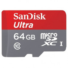 Карта памяти micro SDXC 64Gb SanDisk; Ultra; Class 10; UHS-I R80MB/s; Wiith SD-adapter (SDSQUNC-064G-GN6IA)